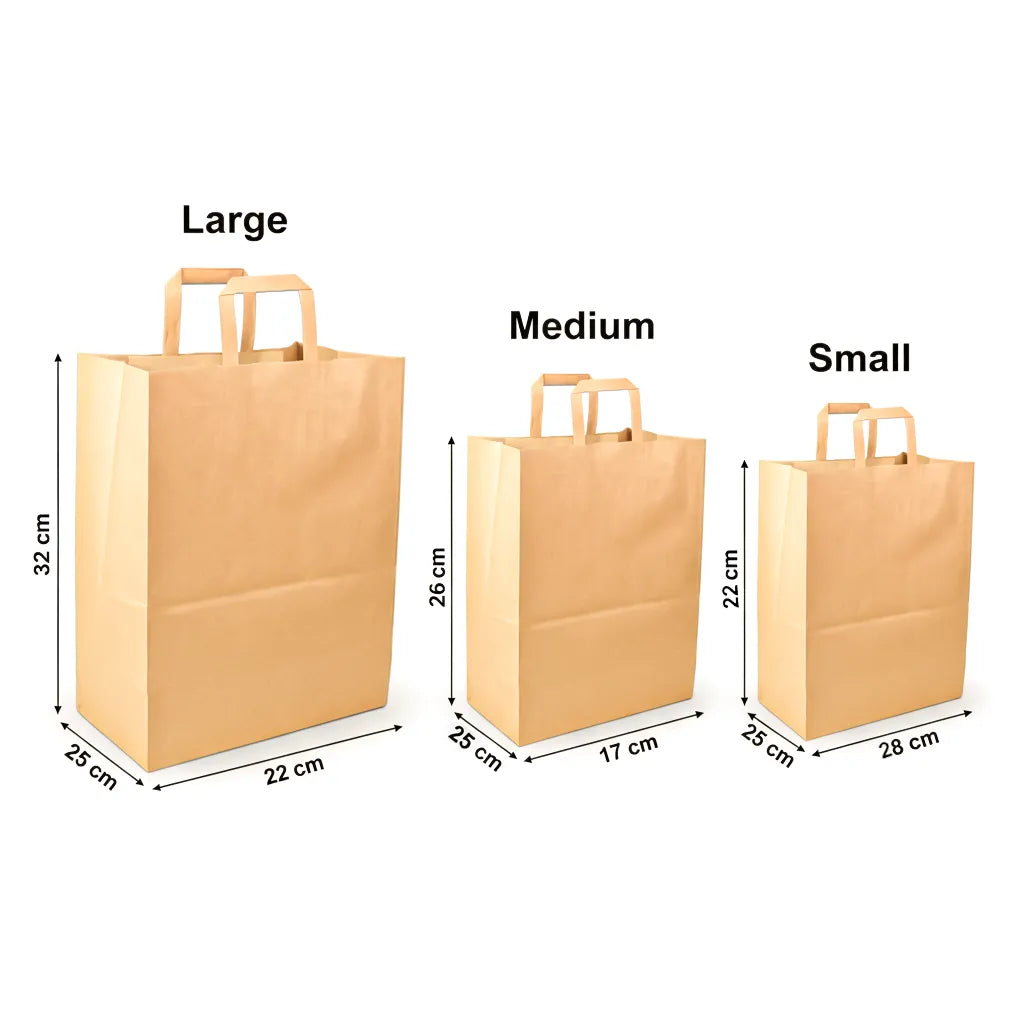 Paper carry bag brown - flat handle pack of 250