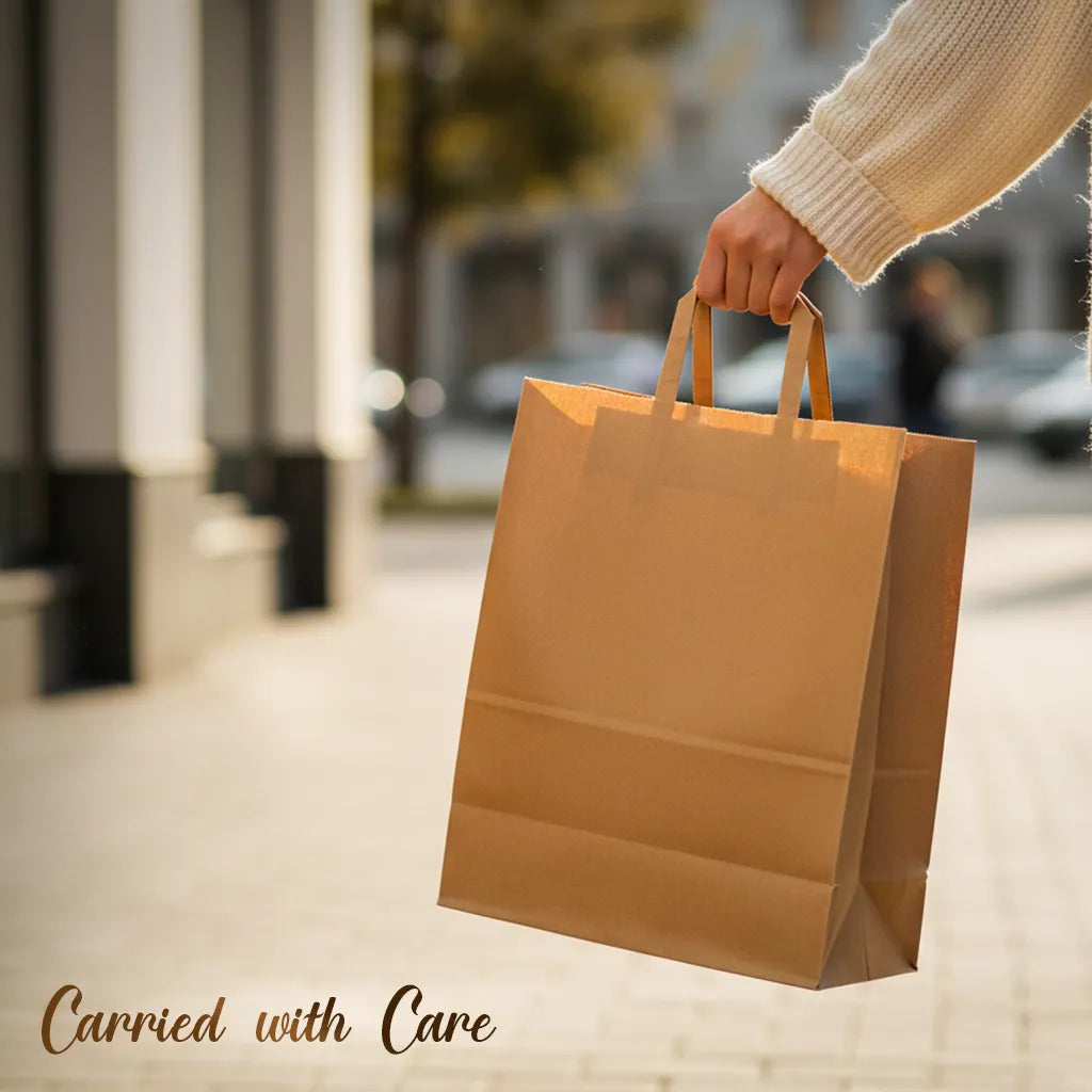 Paper carry bag brown - flat handle pack of 250