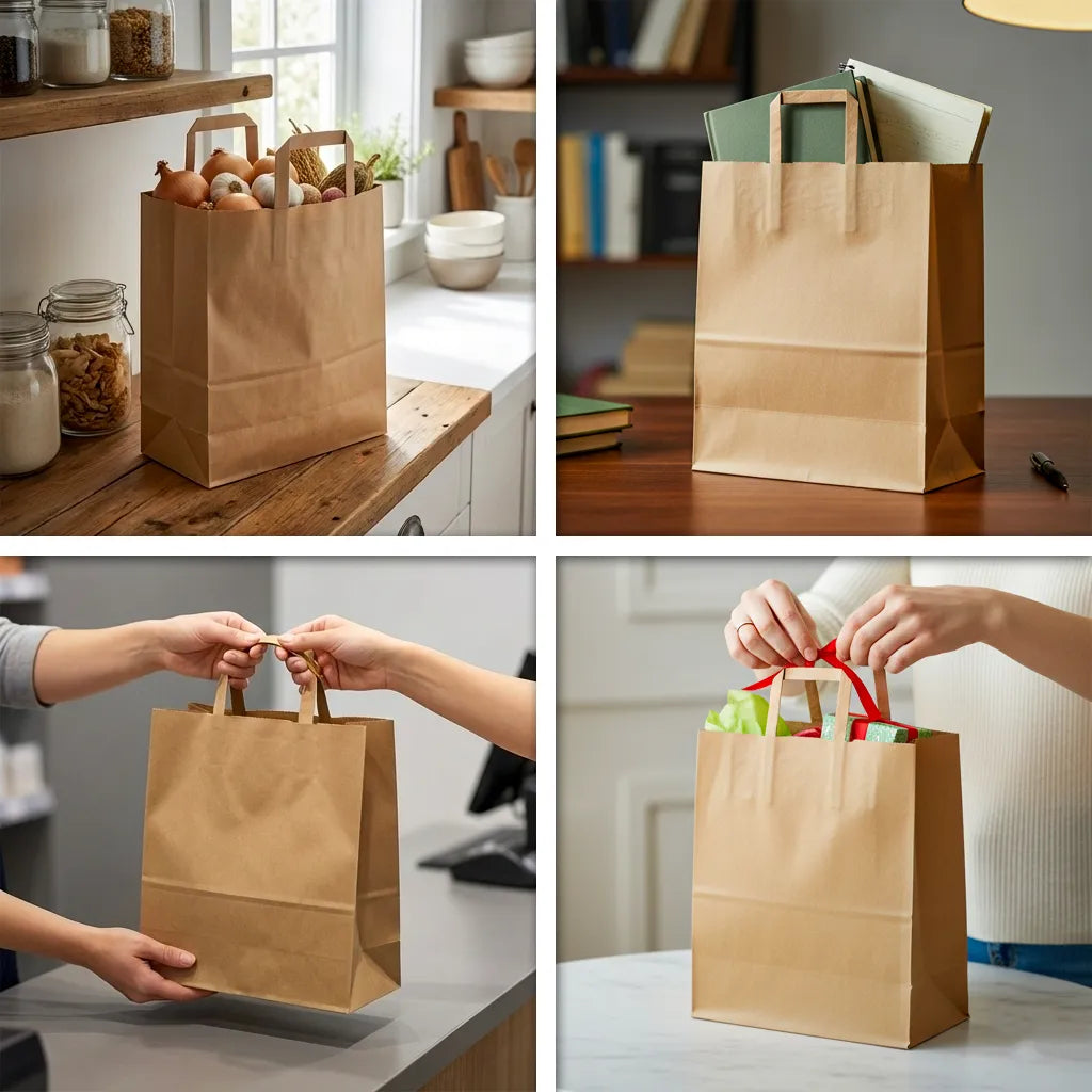 Paper carry bag brown - flat handle pack of 250
